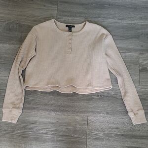 Forever 21 Tan Crop Long Sleeve Size Medium